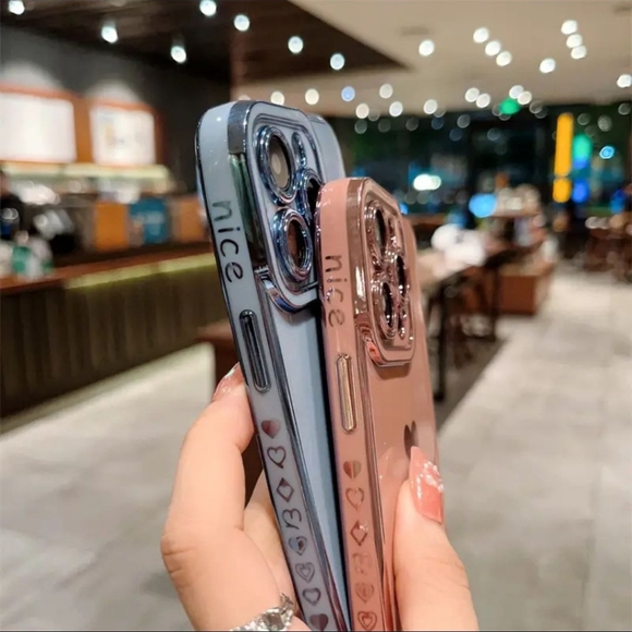 Luxury Heart Print Shockproof Phone Case For iPhone 14 Pro Max - PURPLE-SALE - Picture 8 of 10